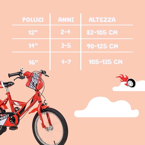 B0D9HHB7R5 gal 1 69cfa2dbafc6d Baroni Toys Bicicletta Rossa per Bambino con Rotelle Incluse, Bicicletta Sportiva da Bambini in Acciaio, Bicicletta per Bambi