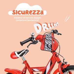 Baroni Toys Bicicletta Rossa per Bambino con Rotelle Incluse, Bicicletta Sportiva da Bambini in Acciaio, Bicicletta per Bambi - immagine 4