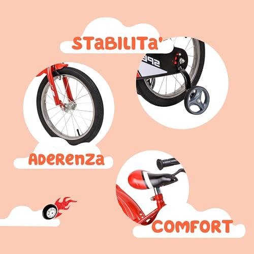 B0D9HHB7R5 gal 3 69cfa2e2aebe4 Baroni Toys Bicicletta Rossa per Bambino con Rotelle Incluse, Bicicletta Sportiva da Bambini in Acciaio, Bicicletta per Bambi
