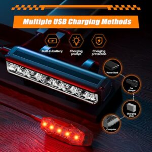 IPSXP Super alto Lumens Luci Bicicletta LED, Luce Bicicletta Anteriore e Posteriore Ricaricabili USB, Alluminio Ultraleggere - immagine 5