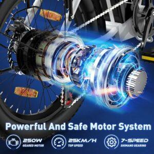 COLORWAY BK11M Bicicletta elettrica pieghevole, 20"×3.0" Fat Tire, 7 Velocità, batteria Rimovibile da 36 V 12 Ah, motore d... - immagine 3