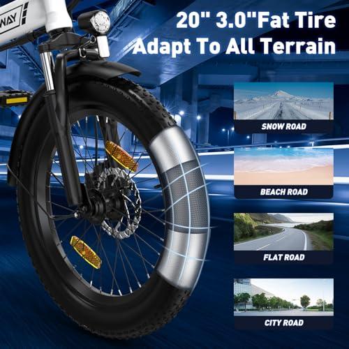 B0DCVWWJFN gal 3 69d0bca88d2f6 COLORWAY BK11M Bicicletta elettrica pieghevole, 20"×3.0" Fat Tire, 7 Velocità, batteria Rimovibile da 36 V 12 Ah, motore d...