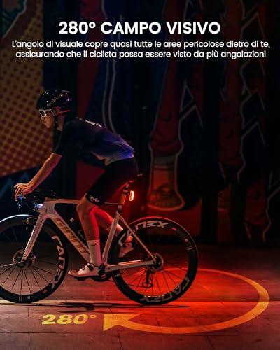 B0DGPW7HXM gal 1 69cfa66378e19 RAVEMEN TR150 Luce Posteriore per Bici,150 Lumen 6 Modalità Notte e Giorno, Rilevamento dei Freni ON/OFF Automatico Fanalini