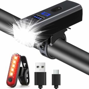 Chasinglee Luci Bici Ricaricabili USB,Luci Bicicletta LED Potenti Super Luminoso 2000 Lumens Luce Bici Anteriore e Posteriore