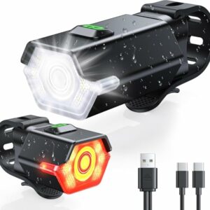 CIRYCASE Luci Bicicletta LED, Ricaricabili USB Luci Bici Posteriore e Anteriore Avvertimento Lato 360° Rotabile, Alta Luminos - immagine 1