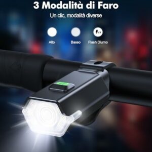 CIRYCASE Luci Bicicletta LED, Ricaricabili USB Luci Bici Posteriore e Anteriore Avvertimento Lato 360° Rotabile, Alta Luminos - immagine 5