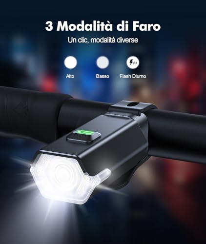 B0DHG8M798 gal 3 69cfa6a7eb99c CIRYCASE Luci Bicicletta LED, Ricaricabili USB Luci Bici Posteriore e Anteriore Avvertimento Lato 360° Rotabile, Alta Luminos