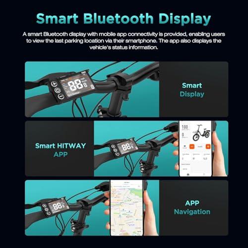 B0DHZGTM37 gal 2 69d0bccb3da47 HITWAY Bici Elettrica BK6SL1-36V15.6Ah, 250W E Bike da 20 pollici, Autonomia 70-150km, 7 Velocità, Controllo APP, Pieghevo...