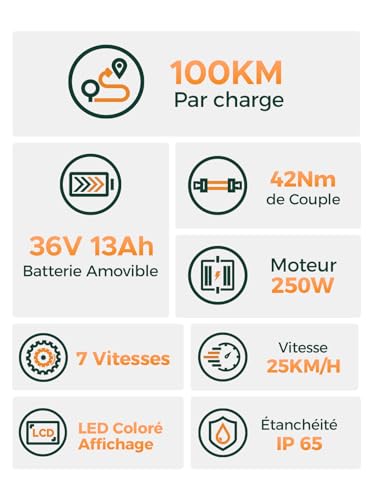 B0DL61WP4J gal 1 69cf80cb3acdf HillMiles Bici Elettrica Per Adulti Da 26", 7 Velocità Bicicletta Elettrica da 36V 13Ah Batteria Rimovibile, 25km/h & Auto...