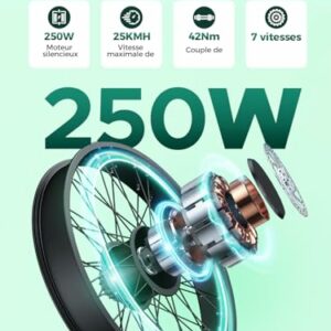 HillMiles Bici Elettrica Per Adulti Da 26", 7 Velocità Bicicletta Elettrica da 36V 13Ah Batteria Rimovibile, 25km/h & Auto... - immagine 4