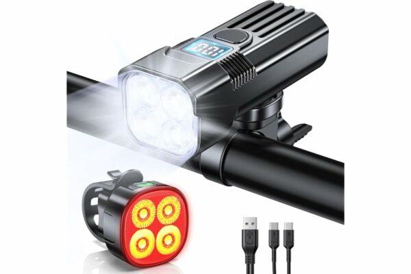 B0DP6P8BM3 69cfa5bc61fc4 Mohard 2000LM Luci Bicicletta LED 3000mAh, USB Ricaricabile Potenti Luce Bici Posteriore e Anteriore Schermo LED, IP65 Imperm