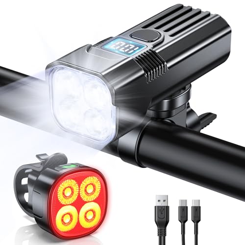 B0DP6P8BM3 gal 0 69cfa5be3d2fc Mohard 2000LM Luci Bicicletta LED 3000mAh, USB Ricaricabile Potenti Luce Bici Posteriore e Anteriore Schermo LED, IP65 Imperm