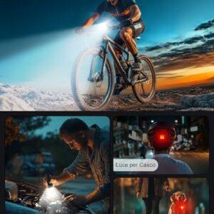 Mohard 2000LM Luci Bicicletta LED 3000mAh, USB Ricaricabile Potenti Luce Bici Posteriore e Anteriore Schermo LED, IP65 Imperm - immagine 4