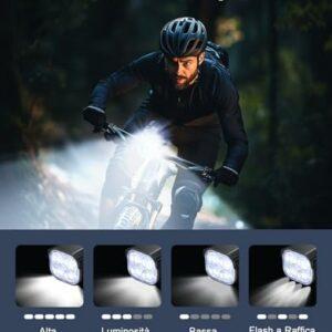 Mohard 2000LM Luci Bicicletta LED 3000mAh, USB Ricaricabile Potenti Luce Bici Posteriore e Anteriore Schermo LED, IP65 Imperm - immagine 5