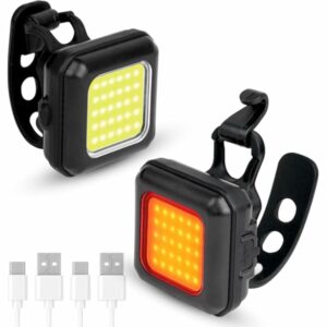 Ainiv Set Luci Bicicletta LED Ultra Sottile, Luce Bici Anteriore e Posteriore, USB Ricaricabile Luci Bicicletta, Illuminazion - immagine 1