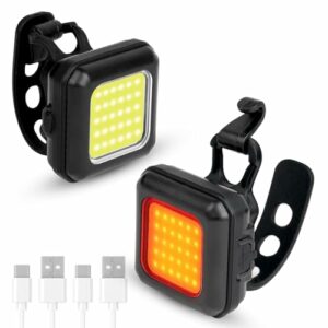 Ainiv Set Luci Bicicletta LED Ultra Sottile, Luce Bici Anteriore e Posteriore, USB Ricaricabile Luci Bicicletta, Illuminazion - immagine 2