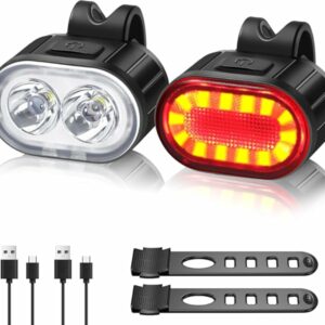 Oderra Luci Bicicletta Led, Ricaricabile USB & Impermeabili IPX5 Luci LED Bici, Lunga Durata Della Batteria, 4+6 Modalità Ult - immagine 1