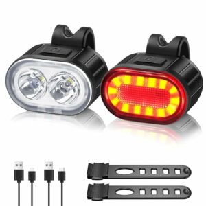 Oderra Luci Bicicletta Led, Ricaricabile USB & Impermeabili IPX5 Luci LED Bici, Lunga Durata Della Batteria, 4+6 Modalità Ult - immagine 2