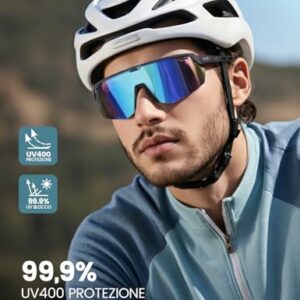 Lamicall Occhiali da Sole Ciclismo Polarizzati, [24g Ultraleggero] Anti-UV400, TR90-Telaio, Nasello Regolabile, Occhiali da S - immagine 3
