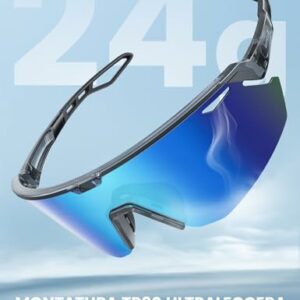 Lamicall Occhiali da Sole Ciclismo Polarizzati, [24g Ultraleggero] Anti-UV400, TR90-Telaio, Nasello Regolabile, Occhiali da S - immagine 5