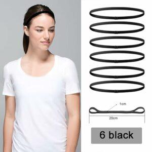 vaolmlop 6 Pezzi Sportiva Fascia Capelli,Cerchietto Sportivo Sottile,Sportive Fascette Antiscivolo Per Donne Sport Yoga,Calci - immagine 3