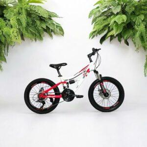 IBK Bicicletta Bici MTB 20'' Pollici Mountain Bike BIAMMORTIZZATA Cambio 21 Velocità Freni a Disco Ragazzo Bianco Rosso - immagine 3