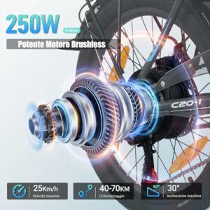 AOIHO Bici Elettrica, 14"/20" Bici Elettrica Pieghevole da 36V/48V Batteria, Autonomia di 45-70KM, Motore 250W, EBike Adul... - immagine 3