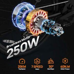 URLIFE Bici Elettrica Per Adulti Da 26", Bicicletta Elettrica con display LCD, 7 Velocità Batteria Rimovibile Autonomia, E-bi - immagine 3