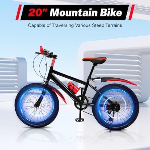B0F7XMBQNY gal 1 69cfbed7a3141 JJsdwin Bicicletta per bambini da 20", con deragliatore a 7 velocità, mountain bike regolabile per ragazzi e ragazze da 130 c
