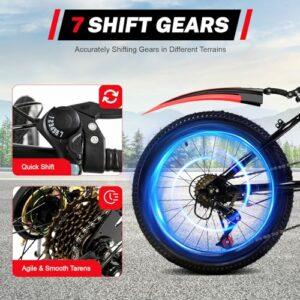 JJsdwin Bicicletta per bambini da 20", con deragliatore a 7 velocità, mountain bike regolabile per ragazzi e ragazze da 130 c - immagine 5