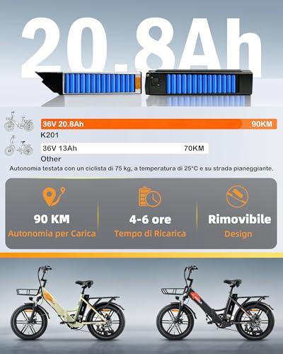 B0F8ZXSTVR gal 2 69d0bd40efd73 KAISDA Bicicletta Elettrica Pieghevole Pedelec 20 Pollici, Doppelakku 36V20.8Ah, Autonomia 45-90KM, Leggera 33KG, IPX6 Imp...
