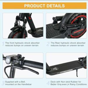 Monopattino elettrico pieghevole per adulti,8.5"/10" Pneumatici,portata massima 30-45 chilometri,4 ammortizzatori, control... - immagine 4