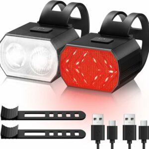Blendura Luci Bicicletta LED, Luci Bici Anteriore Posteriori USB Ricaricabili Luci per Bicicletta Luce MTB Adatto per Varie B
