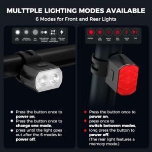 Blendura Luci Bicicletta LED, Luci Bici Anteriore Posteriori USB Ricaricabili Luci per Bicicletta Luce MTB Adatto per Varie B 8 Blendura Luci Bicicletta LED, Luci Bici Anteriore Posteriori USB Ricaricabili Luci per Bicicletta Luce MTB Adatto per Varie B - immagine 4