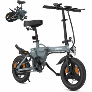 ESKUTE F100 Bici Elettrica Per Adulti, 14" Pieghevole Bicicletta Elettrica, Batteria 36V 9Ah, 25 km/h & Autonomia 25-50 km, D