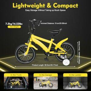 GDSKR Bicicletta per bambini da 14 pollici, Bicicletta per bambini con altezza regolabile, 3-6 anni con ruota di supporto, Bi - immagine 4