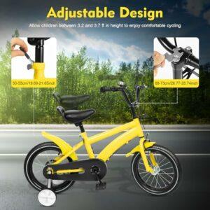 GDSKR Bicicletta per bambini da 14 pollici, Bicicletta per bambini con altezza regolabile, 3-6 anni con ruota di supporto, Bi - immagine 5