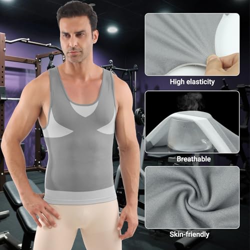 B0FHQ33H9Y gal 2 69d0c1155f418 MEETWEE Canotta a Compressione da Uomo,Camicia Manica Corto Asciugatura Maglietta Senza Maniche Modellante e Snellente Bod...