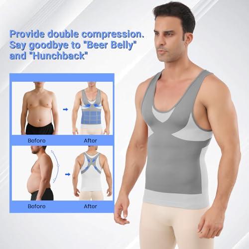 B0FHQ33H9Y gal 3 69d0c11859196 MEETWEE Canotta a Compressione da Uomo,Camicia Manica Corto Asciugatura Maglietta Senza Maniche Modellante e Snellente Bod...