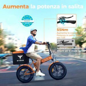 ENGWE Bici Elettrica Pieghevole, Bicicletta Elettrica da 48V 13Ah Batteria Rimovibile, Autonomia di 50-120 km E-bike，20"×4.0" - immagine 5