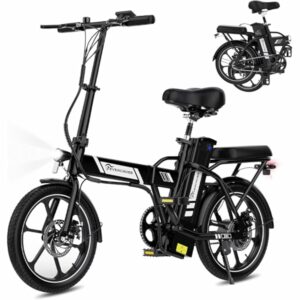 EVERCROSS Bicicletta Elettrica per Adulti, 250W Bici da Montagna,16"/20" Pneumatici Grassi E-Bike, Fino a 25KM/H, 36V/48V Bat