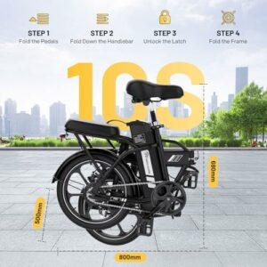 EVERCROSS Bicicletta Elettrica per Adulti, 250W Bici da Montagna,16"/20" Pneumatici Grassi E-Bike, Fino a 25KM/H, 36V/48V Bat - immagine 4