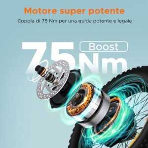 ENGW EP-2 3.0 Boost Bici Elettrica Pieghevole, Dotata di Bluetooth e APP, 3.5 Ore di Carica Completa e 48V 13.5Ah Batteria Na - immagine 5