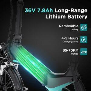 HITWAY Bicicletta Elettrica, Bici Elettrica 16 Pollici, Pieghevole E BIKE Batteria 36V/7,8Ah, Motore 250W, Massima 25km/h,... - immagine 4