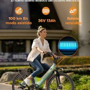 HillMiles Bici Elettrica Per Adulti Da 26", 7 Velocità Bicicletta Elettrica da 36V 13Ah Batteria Rimovibile, 25km/h & Auto... - immagine 5