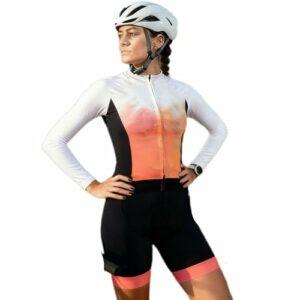 Tuta da triathlon da donna, a maniche lunghe, pantaloni corti, body da ciclismo, tuta da triathlon, arancione XS-3XL 6 Tuta da triathlon da donna, a maniche lunghe, pantaloni corti, body da ciclismo, tuta da triathlon, arancione XS-3XL - immagine 2