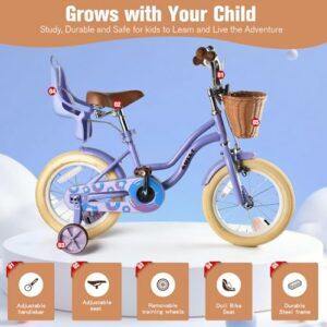 RULLY Bicicletta Bambina con Rotelle, Cestino e Seggiolino per Bambola, Sella Regolabile, per 2–7 Anni, Rosa/Viola/Blu 7 RULLY Bicicletta Bambina con Rotelle, Cestino e Seggiolino per Bambola, Sella Regolabile, per 2–7 Anni, Rosa/Viola/Blu - immagine 3