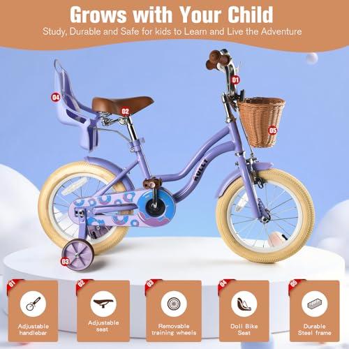 RULLY Bicicletta Bambina con Rotelle, Cestino e Seggiolino per Bambola, Sella Regolabile, per 2–7 Anni, Rosa/Viola/Blu 2 B0G3NKBZPY gal 1 69cfa3e009fff RULLY Bicicletta Bambina con Rotelle, Cestino e Seggiolino per Bambola, Sella Regolabile, per 2–7 Anni, Rosa/Viola/Blu