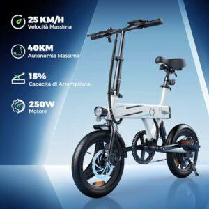 Finbike U1/EB1 Bici Elettrica Pieghevole, 14" Bici Elettrica da 280.8 WH Batteria, Autonomia di 40 KM, Motore 250W, E-Bike... - immagine 3