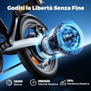 Finbike U1/EB1 Bici Elettrica Pieghevole, 14" Bici Elettrica da 280.8 WH Batteria, Autonomia di 40 KM, Motore 250W, E-Bike... - immagine 4